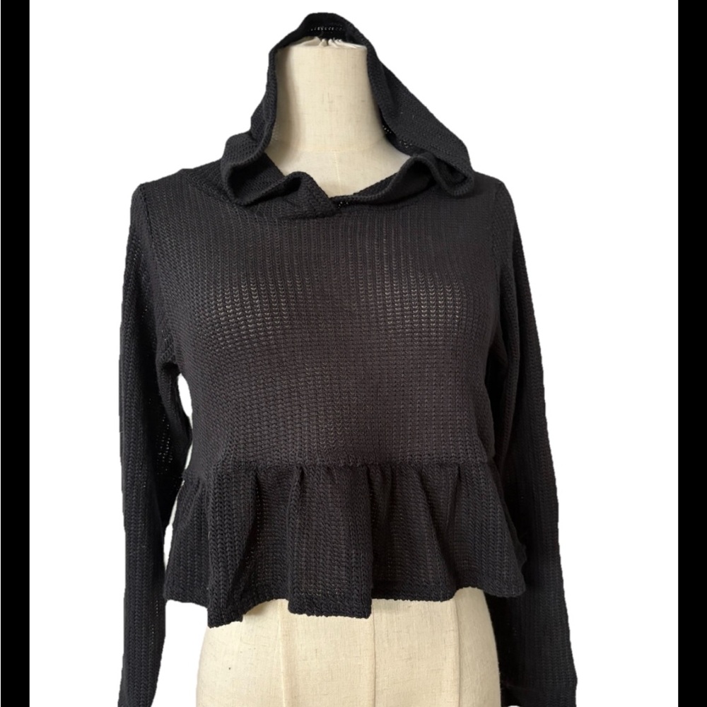 Black Women's Sweater with Peplum Hem small